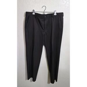 Izod Men’s Dark Brown Flat Front Straight Fit Slacks Dress Pants 38x32 Pleated